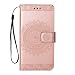 Produktbild Gelusuk Samsung Galaxy J7 2017(US) Hülle,Retro Mandala Totem Design PU Leder Flip Wallet Case Brieftasche Kartenfächer Standfunktion Ledertasche Schutzhülle für Samsung Galaxy J7 2017/J720-Rose Gold