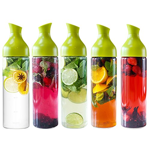 Ecooe Glaskaraffe 800ml Glas Wasserflasche aus Borosilikatglas Dickes Glas Wasserkrug mit Silikon Deckel Karaffe