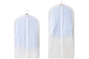 GIEEU Kleidersack, 2 Stück, staubdicht, wasserdicht, mottensicher, feuchtigkeitsbeständig, mit Reißverschluss, für Mäntel, Kleider und Hemden, etc.(60 x 100/140 cm)