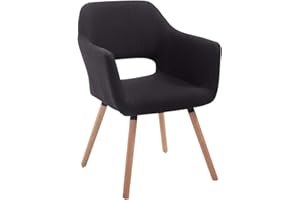 CLP Sedia Ospite Auckland In Stoffa I Sedia Sala Da Pranzo I Poltrona Con Schienale E Braccioli | Sedia Design In Legno, Colore:nero, Colore del telaio:natura