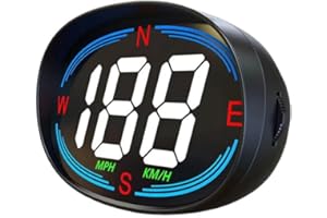 PANLOUTING Auto HUD Head Up Display | Kolorowy wyświetlacz | KM/H MPH prędkościomierz z kompasem i ostrzeżeniem prędkości | GPS | Zasilany przez USB | Do samochodów ciężarowych SUV