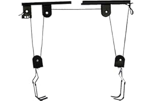 FROULALAND Lot de élévateurs de vélo avec poulie Bike Lift Strong - Support de plafond pour vélos et vélos électriques - Jusqu'à 60 kg - Support mural pour vélo - Montage au plafond - Noir