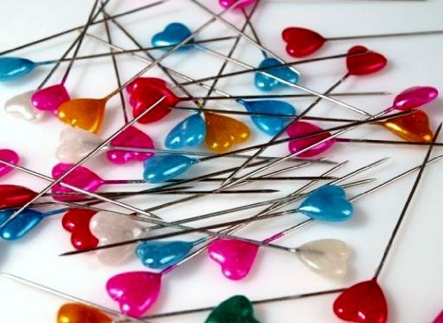 Maxima Trade Herzkopfstecknadeln 150 Stück Stecknadeln Länge 55mm Stecknadel mit Herz