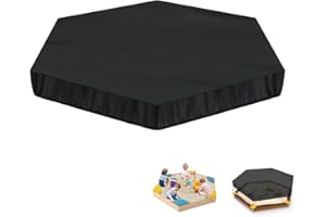LAMUNI Funda Arenero Infantil 180x150x20cm Cubierta de Sandbox Hexagonal Impermeable Funda Protectora para Arenero de Jardin 420D Tela Oxford Cubierta de Protección para Arenero Piscina con Cordón
