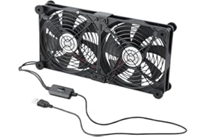 ELUTENG Wentylator USB 140 mm, 5 V, 2 w 1, z 3 regulowanymi prędkościami, podwójny wentylator komputerowy USB 140 mm, wentylator PC 140 mm, z 8 nóżkami amortyzującymi wstrząsy, do PS5, PS4, laptopa/TV