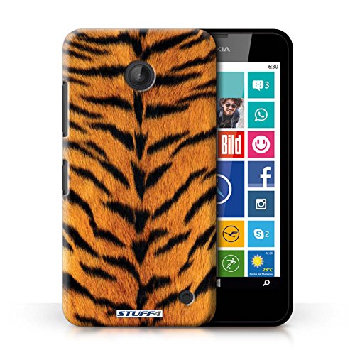 Preisvergleich Produktbild Gedruckt Schutzkoffer Schutzhüllen / Hülle für Nokia Lumia 630 / Tiger Muster / Tierpelz Muster Kollektion