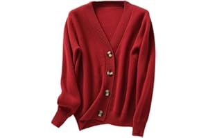 Alloaone Cappotto Maglione Lavorato A Maglia di Lana con Scollo A V in Cashmere con Cardigan Basic Girocollo da Donna