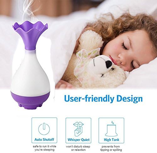 CLKJ 95ml Ultrasonic Aroma Diffuser / Aromatherapy Essential Oil Diffuser / Cool Mist Humidifiers and Waterless Automatically Shut-off, for Home, Yoga, Office, Spa, Bedroom, Baby Room (Purple)