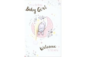 Me to You Bear New Baby Girl New Baby Card, White,ASE92009,5x8 inch