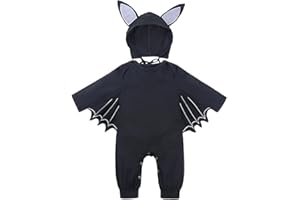 LNL Baby Halloween Kostüm Fledermaus mit Big Ear Hut Meine ersten Halloween Outfits Unisex Baby Strampler Set 3-24 Monate