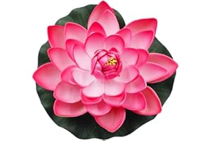 Brussels08 Large Artificial Lotus Flower Fake Floating Water Lily Fish Tank Ornament for Home Garden Patio Pond Aquarium Swimming Pool Wedding Decor Peach Red