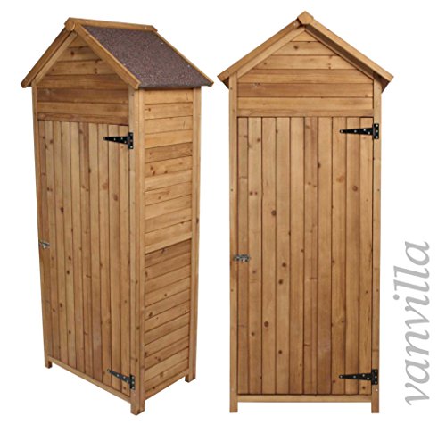 Geräteschrank vanvilla Geräteschuppen Holz Satteldach Braun lasiert Gerätehaus Gartenschrank