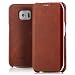 Produktbild Original iCareR Echt Leder Tasche für Samsung Galaxy S6 Edge Handarbeit Premium Ledertasche Flip Case Schutzhülle mit Klappverschluss Vintage Braun
