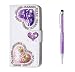Produktbild Grandoin Galaxy S7 Hülle, Premium PU-Leder Magnetic Flip-Cover Luxusmode Fließende Flüssigkeit Sparkly Bling Sparkle Hübsches Design-Buch-Stil-Mappenkasten für Samsung Galaxy S7 (Lila)