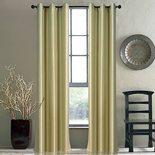 Deco Essential 1 Piece Eyelet Door Curtain with White Lining 7.5 ft-Stripe Sea Foam
