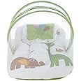superminis Digital Print Cotton Bedding Set Thick Base Foldable Blue With Mosquito Net And Head Pillow - Zip Closure (Green, 0-12 Months, Single Size)