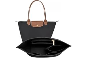LOUKAYCCI Felt Organiser Insert for Longchamp Le Pliage L Bag, Black