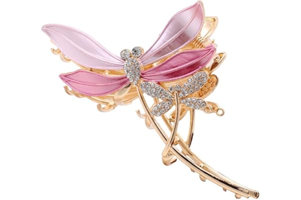 yangzerang Grande pince à cheveux en forme de libellule en métal - Strass brillants - Antidérapantes - Pour cheveux épais et fins - Pour femmes et filles