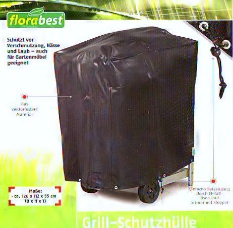 Florabest Grill-Schutzhülle /Plane aus wetterfestem Material 126 x 112 x 55 cm