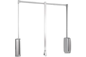 Emuca Barra, Perchero basculante, Colgador abatible para Armario, Anchura Regulable 830-1150mm, Acabado Cromado