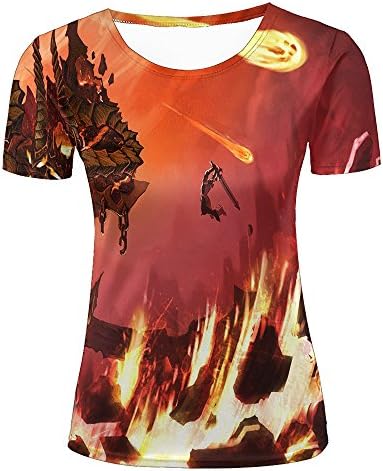 Mens Womens 3d Print T ShirtsSea Of Fire/Hell monsterGraphic Fashion Couple Tees Top Short Sleeve M