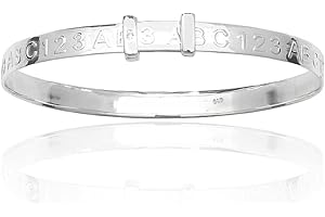 DESIGNER INSPIRATIONS BOUTIQUE Inspirational Message Script Sentiment Nursery Rhyme Expanding / Expandable / Adjustable Bangle Bracelet for Baby/Child/Children/Women - 925 Sterling Silver - Baby / Childrens Jewellery