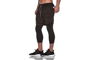 ASKSA Short 2 en 1 pour Homme Short de Course Double Pantalon de Sport Court Hommes Décontracté Jogging D'entraînement Fitness Leggings
