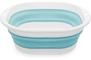 MultiValue Przenośny pojemnik na pranie, tworzywo sztuczne, składana wanna, oszczędność miejsca, pojemnik do przechowywania, składany pojemnik do przechowywania z otworami do zawieszenia, wanna do