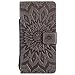 Produktbild Honor 7C Case, Dfly Premium Slim PU Leder Mandala Blume prägung Muster Flip Handyhülle Standfunktion Kartenfach Brieftasche Schutzhülle Cover für Huawei Honor 7C/Enjoy 8/Nova 2 Lite/Y7 2018 /Y7 Prime 2018/Y7 Pro 2018, Grau