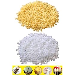 TooGet Gránulos de Cera de Abejas Amarillos Puros 200 g de gránulos de Cera de Abejas Blancos 200g - Grado 100% Natural, cosmético, 400g
