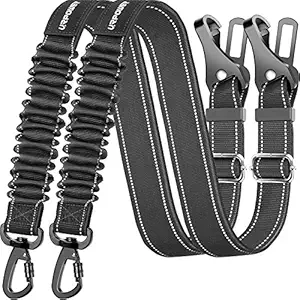 URPOWER Upgraded Dog Seat Belt 3-in-1 Dog Car Seatbelts 2 Pack Adjustable Pet Seat Belt for Vehicle Nylon Pet Safety Seat Belts Heavy Duty & Elastic & Durable Car Seat Belt for Dogs, Cats and Pets