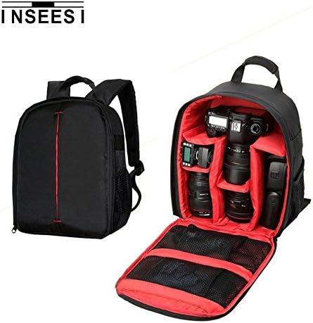 Kilos INSEESI Processional Backpack For SLR Camera Bag For Canon For Nikon For Sony Durable Waterproof 600D Nylon Cameras Bag (6.88*4.9*13.38in) (Red1)