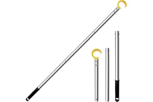 KALEXION Stockhaken für Dachfenster Stange Zum Öffnen - Fensteröffner Verlängerung, Fenstergriff Verlängerung Aus Edelstahl, Dachluken Haken für Velux Dachfenster, Teleskopstange Fenster Öffnen (92cm, Gelb)