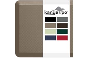 KANGAROO Thick Ergonomic Anti Fatigue Mats for Kitchen Floor, 48x20, Cushioned Standing Office Desk Mat, Waterproof Scratch Resistant Topside, Supportive All Day Comfort Padded Foam Rugs, Beige