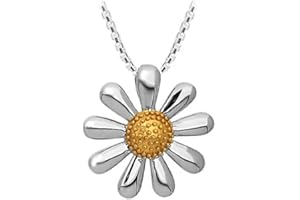 PAUL WRIGHT JEWELLERY Silver Daisy Pendant, 13mm Mini Version, Fine Quality Sterling Silver with Gold Plated Centre, 13mm in Diameter.