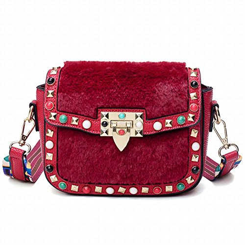 Preisvergleich Produktbild Broadband Messenger Bag Weibliche Umhängetasche Wilde Breite Umhängetasche , Weinrot