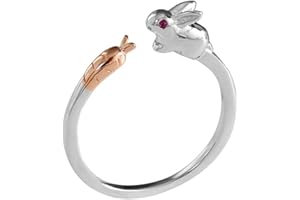 HCMA Anillo de Apertura de Zanahoria de Conejo Lindo de Plata 925, Anillo de Animal para Mujeres, niñas, Regalos de joyería