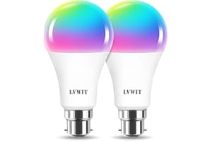 LVWIT B22 Ampoule Connectée Alexa, 12W Smart A70 Ampoule LED Avec WIFI 1521Lm, Compatible avec Alexa et Google Assistant,Remplace 100W Ampoule Incandescent, Lot de 2