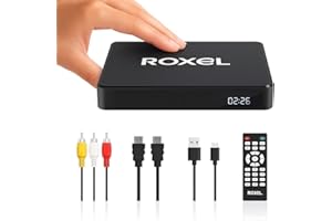 Roxel Mini DVD Player with HDMI & AV Output, USB Playback, Region Free, 1080p Upscaling, CD to Memory Stick Ripping, Earphone Jack, Multi-Language OSD, Remote Control, USB-C Powered Compact DVD Player