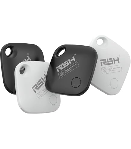 RSH Android Tracker Tag 2-Pack – Localizzatore Compatibile Con Trova Dispositivo Per Chiavi, Bagagli E Zaini, Batteria Sostituibile CR2032, Impermeabile IP67 (Nero+Bianco)
