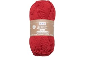 Glorex 5 1004 04 - Cotton 100 % Baumwolle, vielseitig einsetzbar zum Stricken, Häkeln und Basteln, sehr gute Qualität, weich und waschbar, 50 g, ca. 170 m, rot
