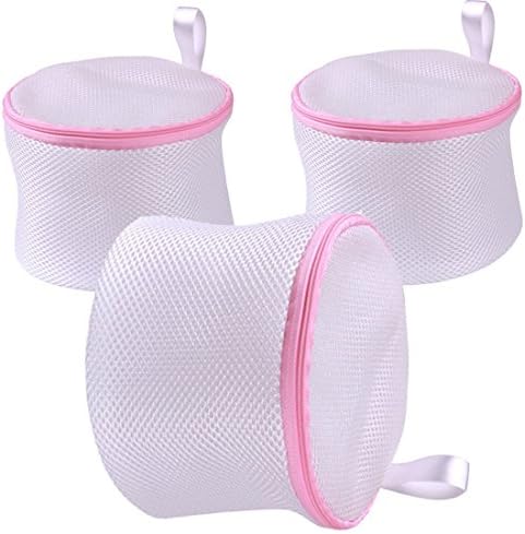 Zhengdu 3 Pack Zippered Mesh Bra Wash Bag for Delicates Intimates Lingerie &amp; Hosiery (White)