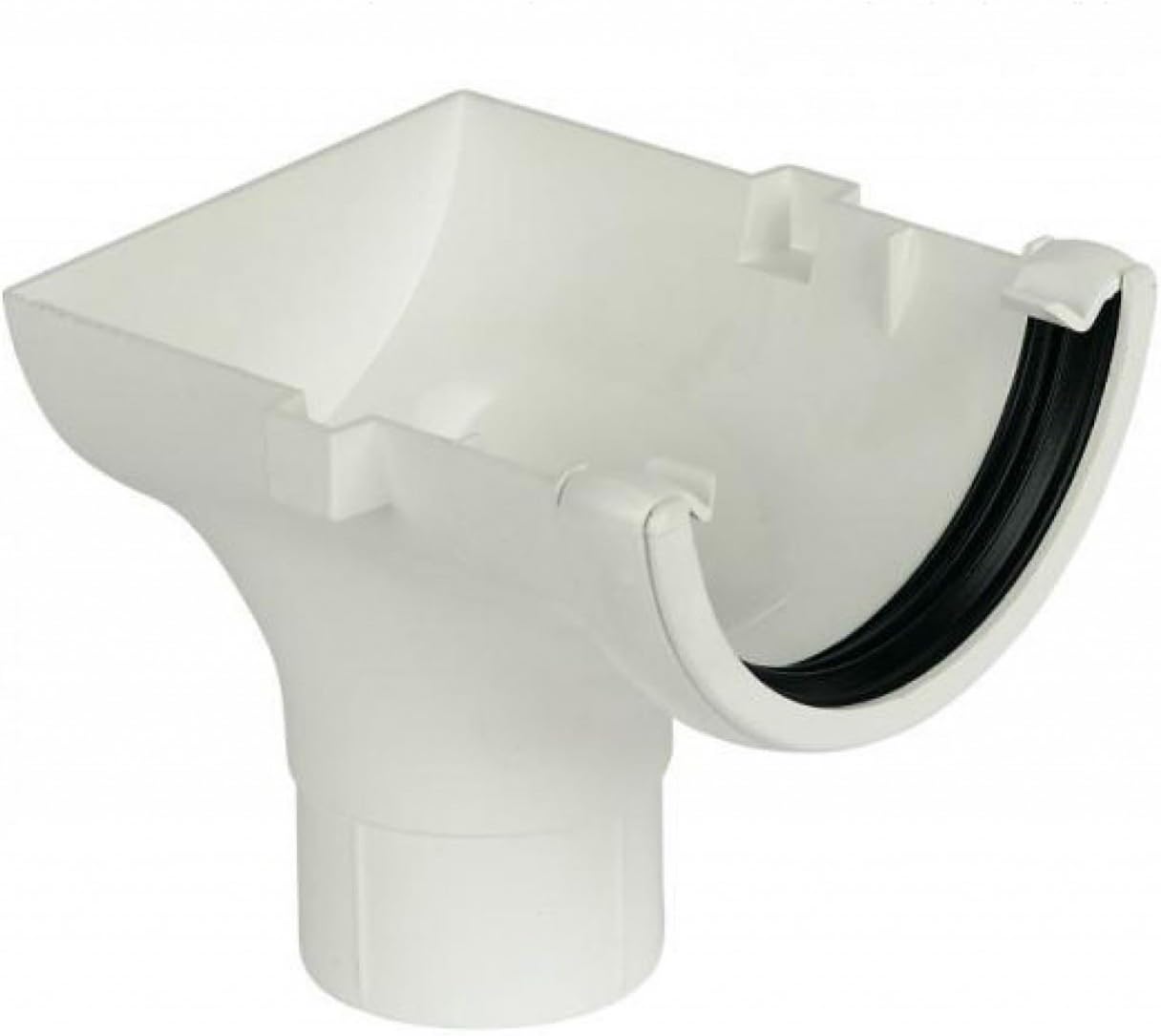 FloPlast White Half Round Gutter Stop End Outlet 112mm