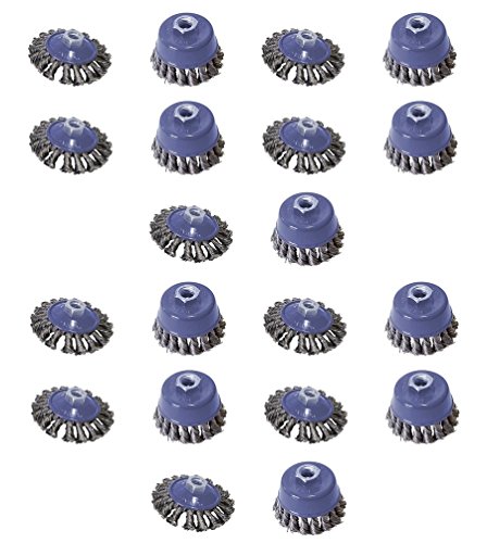 10x Kegelbürste Ø 100 mm + 10x Topfbürste Ø 75 mm Drahtbürste M14 für Flex gezopft