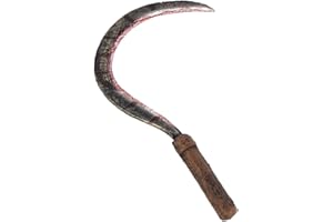 STYLEX Realistic Foam Weapons Halloween Cosplay Fancy Dress Props Accessories (Sickle Knife), Silver, Brown, Grey (Grau Grau), Real Red (t_546)