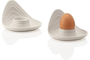 Guzzini - Tierra, Set di 2 Portauova in Plastica Riciclata - Bianco Latte, 12,3x12xh7,3 cm - 196300156