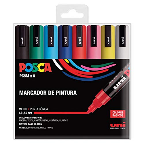 UNI Posca Set PC 5M Basic - Pack 8 rotuladores