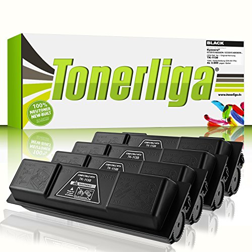 4x Neu Toner ersetzen Kyocera TK1130 für KYOCERA ECOSYS M2530DN / ECOSYS M2030DN / FS 1130MFP / FS 1030MFP, schwarz, 100% Neuware