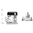 Kenwood kMix Stand Mixer for Baking, Stylish Kitchen Mixer with K-beater, Dough Hook and Whisk, 5L Glass Bowl, 1000 W, Black & FDP65.180SI 2 in 1 Food Processor Multipro Express, Silver