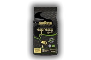 Lavazza, Espresso Maestro, Café En Grains, Avec Notes Aromatiques De Fruits Secs Et De Chocolat, 100% Biologique Et Certifié Rainforest Alliance, Intensité 9/10, Torréfaction Lente Et Douce, 1Kg